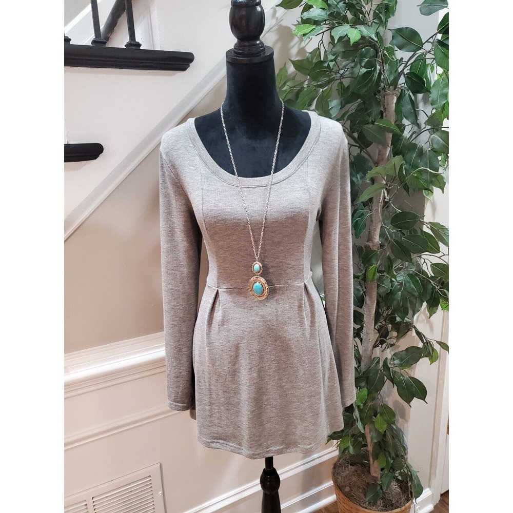 Derek Heart Womens Gray Criss Cross Back Long Sleeve Knee Length Dress Large